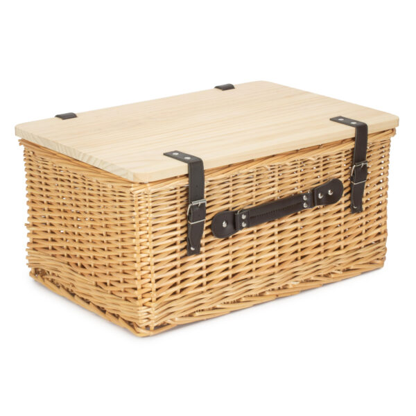 Buff Hamper With Wooden Lid